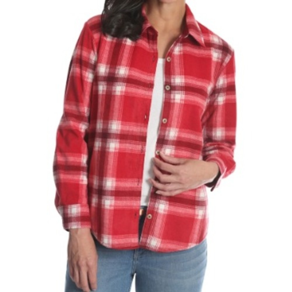 Lee Riders Women's Red White Plaid Flannel Button Up Shirt Blouse‎ Collared XXL